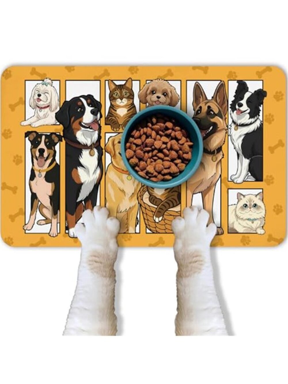 Dog Food Mat for Pet Cat Food Mat Cute Absorbent Quick Dry Dog Bowl Mats 12x20